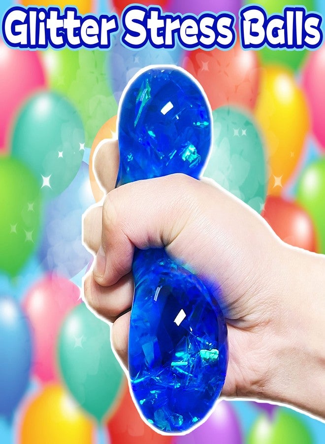 Kawaite Blue Squishy Glitter Stress Balls for Kids and Adults - Stretch Stress Relief Squishy Ball, Pull and Squeeze - Squish Dough Ball Fidget Toys for Easter Basket Stuffers and Party Favors - Image 2